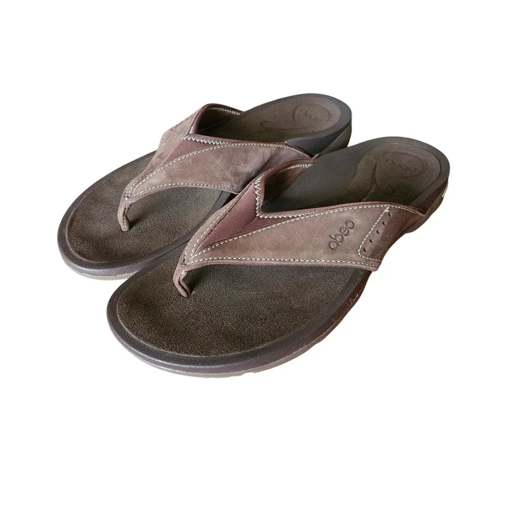 Abeo Balboa Orthotic Thong Sandals Women's 9.5 Brown Comfort Walking Flip Flops
